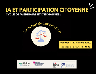 Webinaires  "IA et participation citoyenne" les 22/01 et 3/02