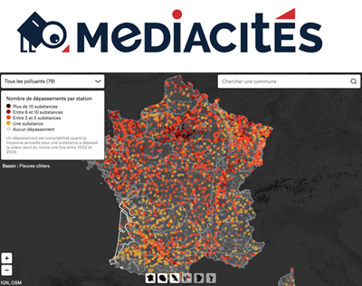 Carte de la pollution chimique des cours d’eau en France